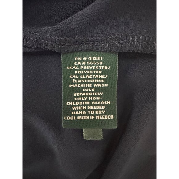 Ralph Lauren Navy Blue White Floral Ruched Sleeveless Jersey Dress Size 12 - Picture 5 of 6